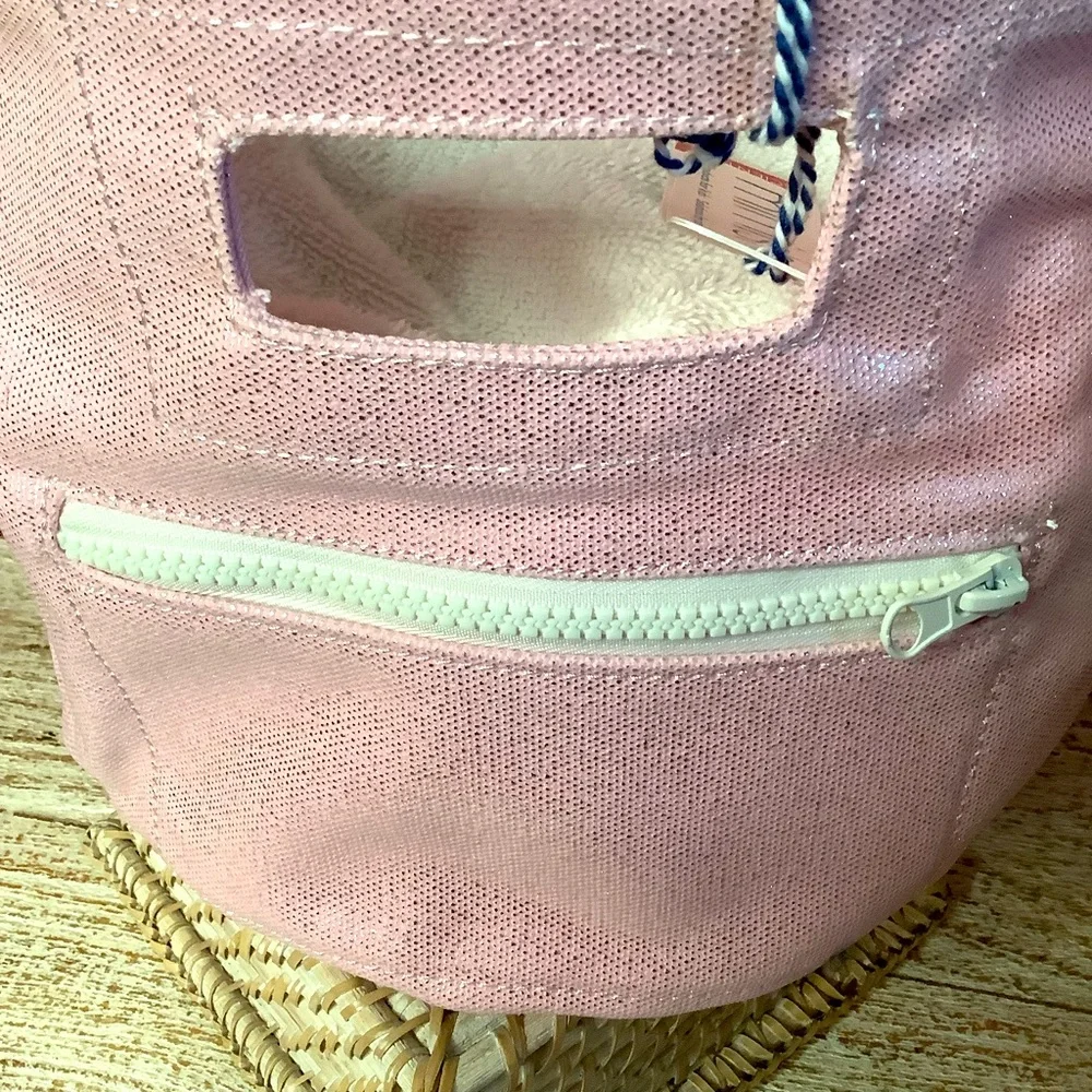 MIMISH Metallic Pink Storage Bin Round Canvas 100% Cotton With Zipper & …